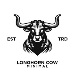 Longhorn cow simple flat logo icon design