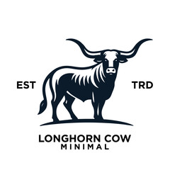 Longhorn cow simple flat logo icon design