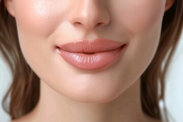 Fototapeta premium Happy woman with plump and fuller lips post-Botox treatment, radiating confidence and self-assurance.