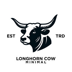 Longhorn cow simple flat logo icon design