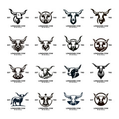 Longhorn cow simple flat logo icon design