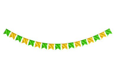 Fototapeta premium Bandeirinhas de sao joao verdes e amarelas elemento 3d para festa junina
