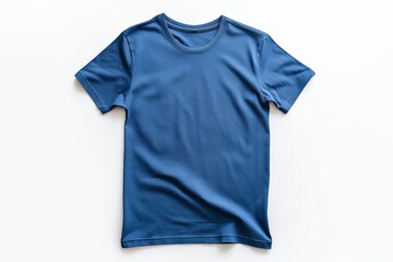 Blue t-shirt on a white background, ideal for design mockups and branding presentations