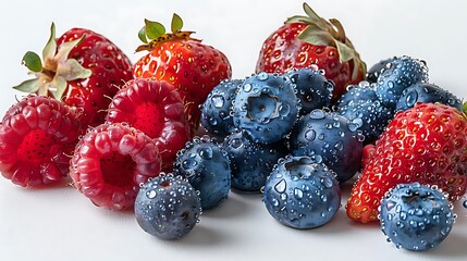 variety of fresh berries with droplets of water on them