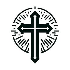 Illustration of an isolated grey cristian cross icon logo