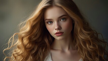 Fototapeta premium Timeless Beauty: Breathtaking Portrait of a Radiant 21-Year-Old Woman