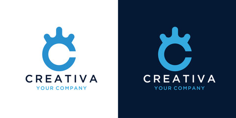 Initial C logo design inspiration technology