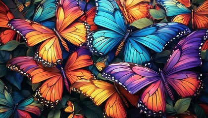 Rainbow feather-like butterflies