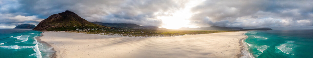 Sunrise Panorama of beautiful sandy beach in South Africa