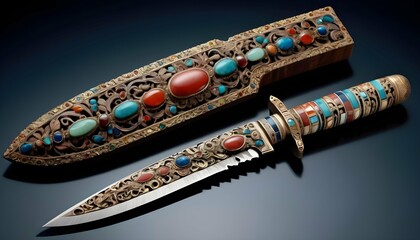 A ceremonial ritual knife adorned with intricate c