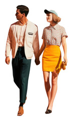 PNG  Collage Retro dreamy of sad couple walking adult fun.