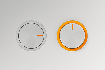 On and off control buttons in orange and grey