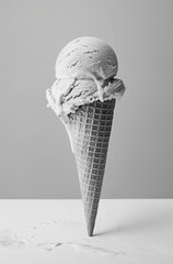 Silver ice cream cone.Minimal creative food concept
