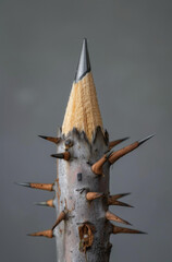 Fototapeta premium thorn pencil.Minimal creative art and nature concept.Flat lay