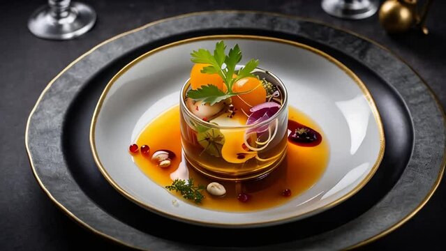 Beautiful French bouillon in a restaurant