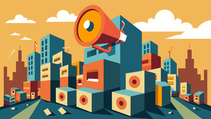 Fototapeta premium The sound of machinery and shouting can be heard from blocks away a clear indication of the massive undertaking that is this urban renewal project.. Vector illustration