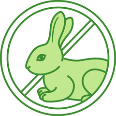 Not Tested on Animals Green Icon. Rabbit Vector Icon. Cruelty-Free Label. Label, Tag, Emblem, Stamp for Vegan Natural Eco-Cosmetics