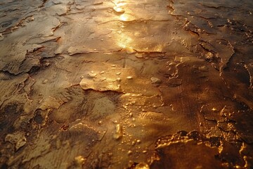 Golden Sunset Light Reflecting on Textured Surface