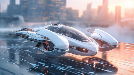 Obraz premium Floating Futuristic Vehicles