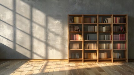Waiting Bookshelf in Sunlit Space Filled with Endless Possibilities