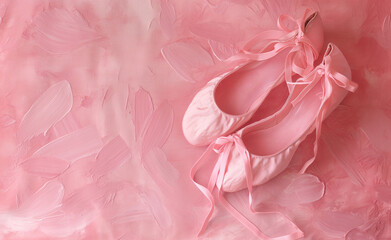 Graceful Pause: Pink Ballet Slippers on Textured Paper