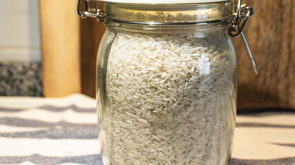 Long rice in a glass pot