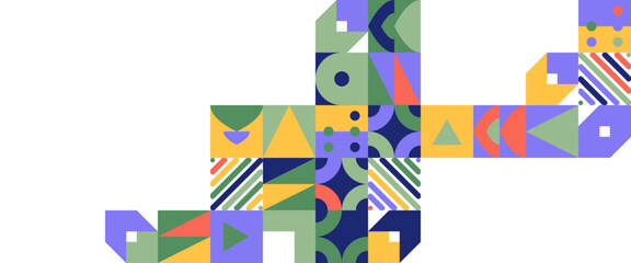 Colorful geometric mosaic seamless pattern illustration with creative abstract shapes banner. For banner, background, cover, poster, wallpaper, presentation background, certificate