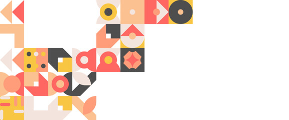 Colorful vector abstract trendy banners with mosaic geometric design. For banner, background, business or technology presentation, web brochure cover layout, wallpaper