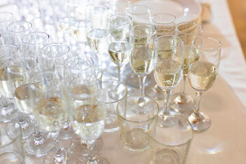 glass glasses for champagne at a festive ceremony