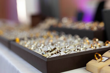 sale of precious rings in a boutique