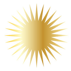 Gold Sun Star Symbol Icon. Christmas or New Year Decoration Part Element.