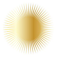 Gold Sun Star Symbol Icon. Christmas or New Year Decoration Part Element.