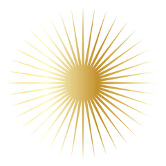 Gold Sun Star Symbol Icon. Christmas or New Year Decoration Part Element.