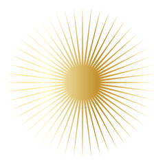 Gold Sun Star Symbol Icon. Christmas or New Year Decoration Part Element.