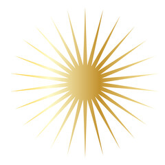 Gold Sun Star Symbol Icon. Christmas or New Year Decoration Part Element.