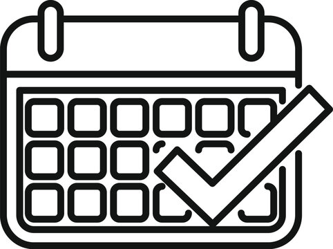 recommend clip art: Approved calendar event icon outline vector. Meeting timeframe. Agenda arrow