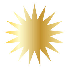 Gold Sun Star Symbol Icon. Christmas or New Year Decoration Part Element.
