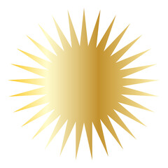 Gold Sun Star Symbol Icon. Christmas or New Year Decoration Part Element.