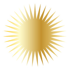 Gold Sun Star Symbol Icon. Christmas or New Year Decoration Part Element.