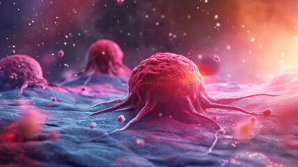 Microscopic of abnormal cell division cancer cell