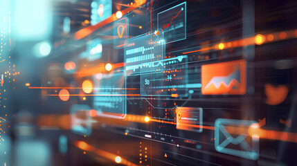 Obraz premium An image of a marketing campaign with social media ads, email newsletters, and website analytics