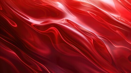 Red glossy abstract background with smooth lines and waves Generative AI