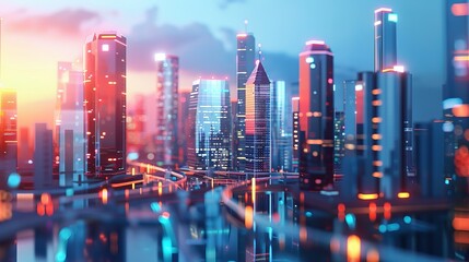 A 3D illustration showcasing a futuristic cityscape with advanced architecture and technology.