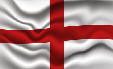 Waving English Flag 3D Illustration. The National Flag of England.