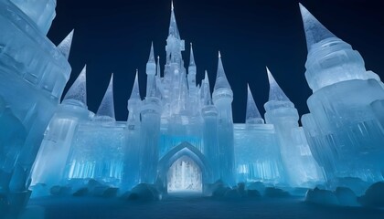 An enchanting ice castle with shimmering walls car