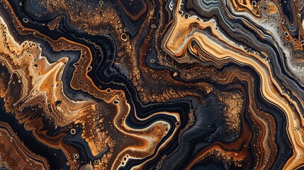 A detailed view of a captivating marbled pattern, showcasing earthy tones up close.