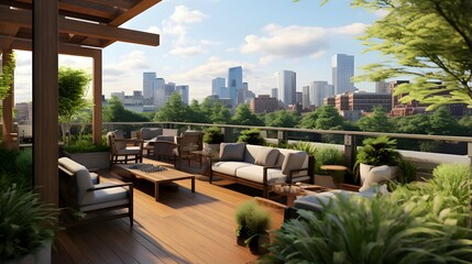 Beautiful panorama of a terrace with a view of the city