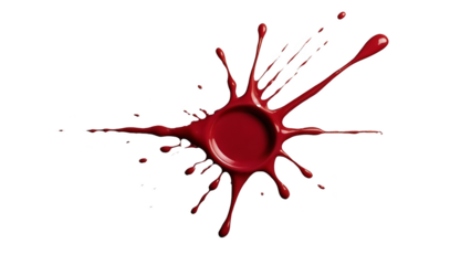 A red splash of paint on Oil paint stroke on transparent background