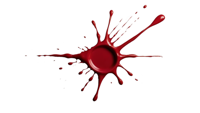 A red splash of paint on Oil paint stroke on transparent background