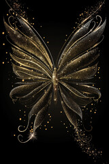 Shiny butterfly wings on a black background, an illustration of an unusual background.